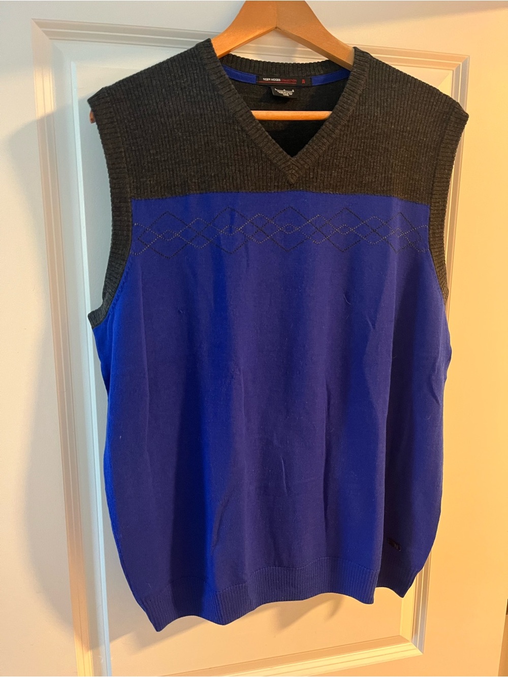 Men’s Royal Blue & Charcoal V-Neck Sweater Vest